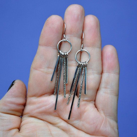 Leanne "Princess" Silver Dangle Earrings - Picture 2 of 3